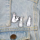 Злой белый кролик эмали штырь творческий кролик Броши в форме забавного животного значки Джинсовые куртки сумка значки с героями мультфильмов милые, ювелирное изделие, подарок