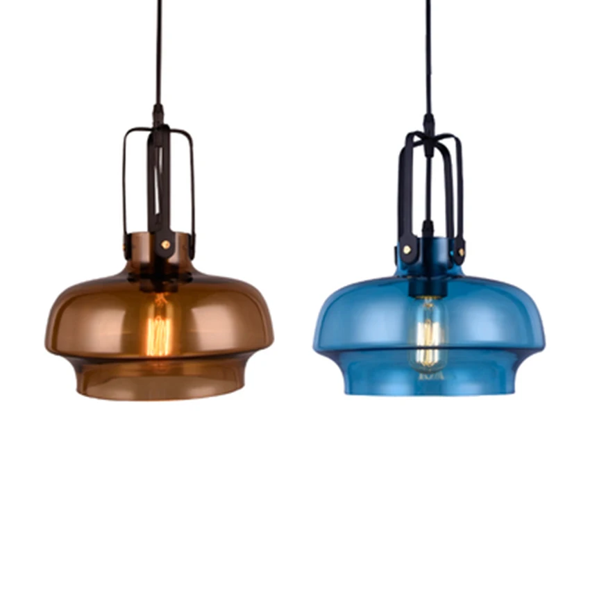 Nordic Creative LED Single Head Color Glass Pendant Lights Lighting American Retro Industry Cafe Bedroom Lamp Deco Light Fixture | Освещение