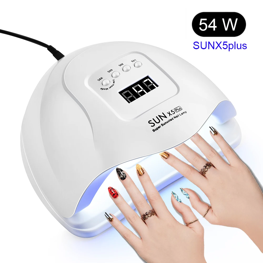 54/36 Вт SUN X5 Plus Сушилка для ногтей с ЖК-дисплеем 36 светодиодный s лампа для ногтей УФ светодиодный светильник для отверждения гель-лака автоматическое распознавание без дна