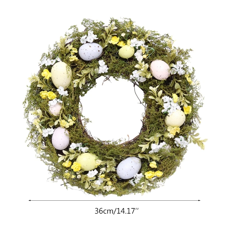 

Door Hanging Easter Garland Eggs Rattan Wreath Happy Easter Party Home Decor