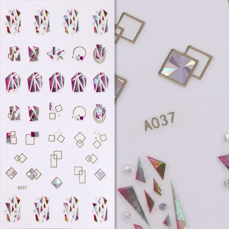 FlorVida клейкие стикеры 3D на ногти Nail Art, стразы, стразы - Цвет: A037
