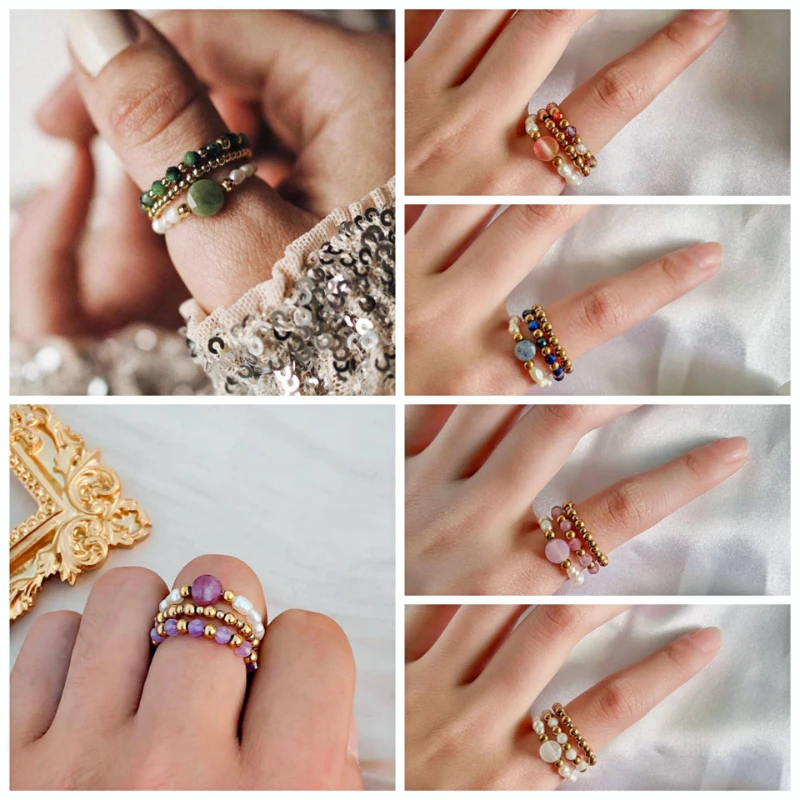 Кольцо женское из натурального жемчуга нержавеющей стали | Украшения и