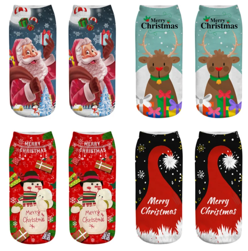 

Christmas sock Cartoons Harajuku Patterned Print Cotton Short Stockings Street Style Autumn Winter Gift For A Man Women's Socks