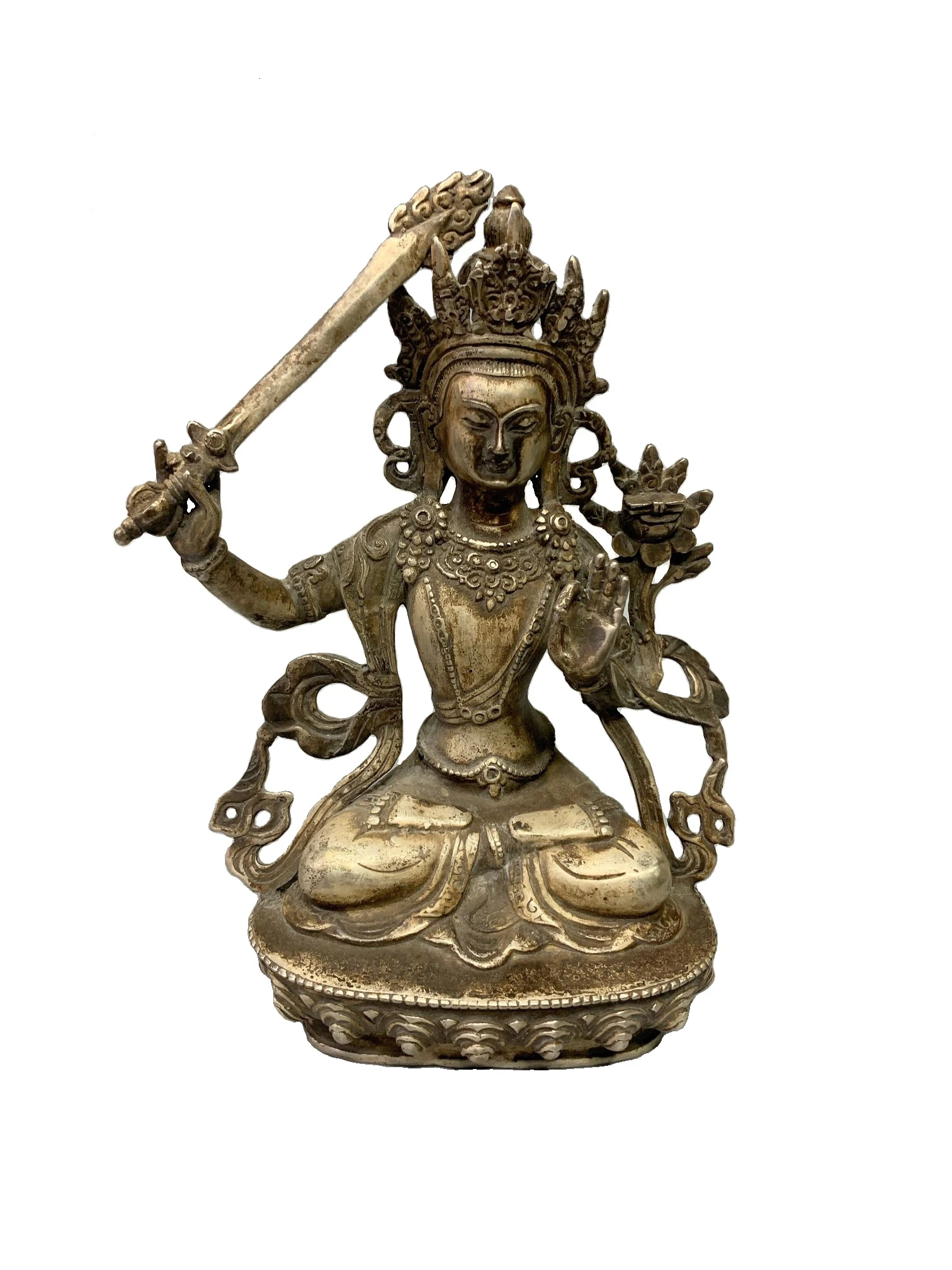 

Laojunlu чистое медь позолоченное серебро Manjushri Богиня Милосердия орнамент античная бронза шедевр коллекция одиночного китайского