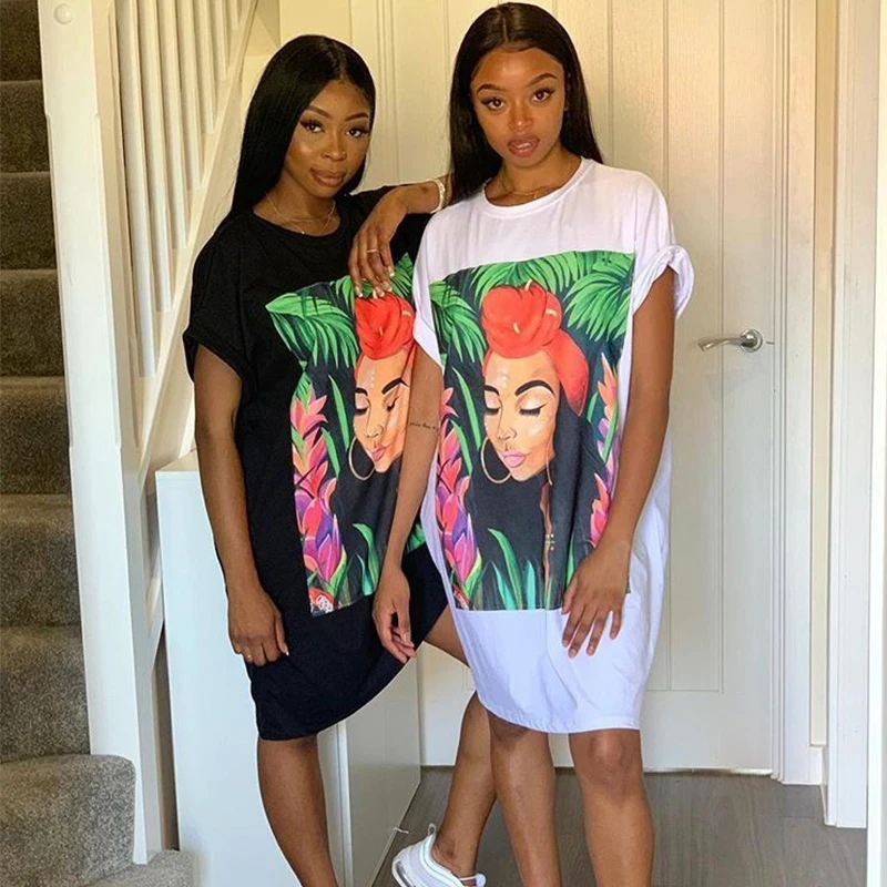 Женская туника с коротким рукавом и принтом персонажа мини уличная одежда летнее