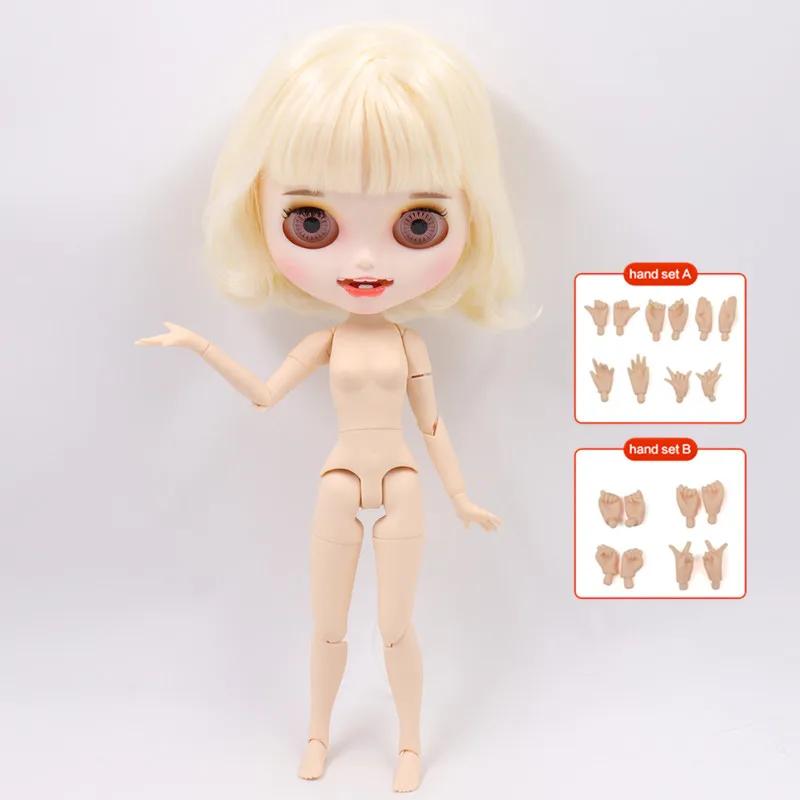 Nude doll ICY Blyth кукла на заказ с руками Набор для тела Новая Улыбка Рот матовое лицо 1/6 игрушки BJD DIY модные куклы подарок для девочки специальное предложение - Цвет: Nude doll