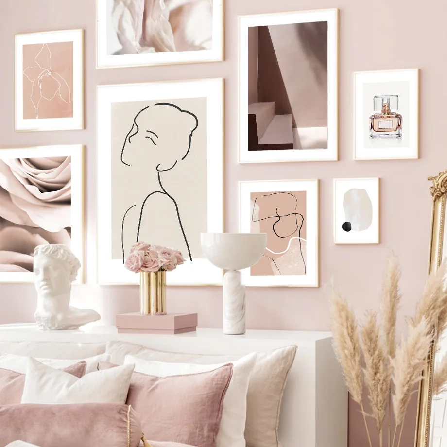 

Scandinavian Abstract Lines Perfume Flowers Nordic Wall Art Canvas Painting Posters And Prints Living Room Interior Boho Decor