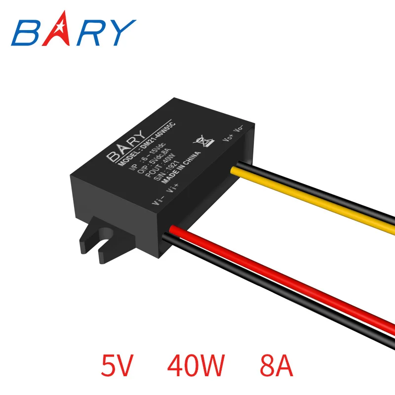 

DM21-40W05C Car Step Down Converter Waterproof Power Supply Module DC-DC Buck Volt BARY Converter 6~15V 9V 12V To 5V 8A