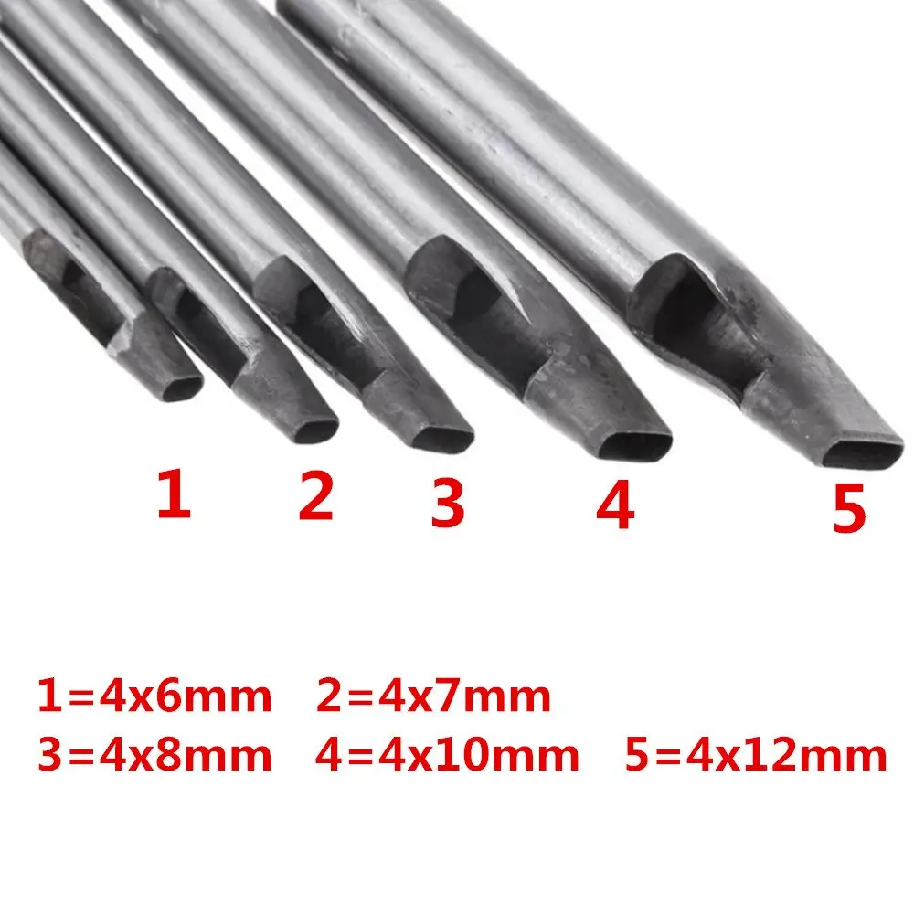 5 шт Дырокол Набор овальной формы кожа резак для работы кожи (4X6 мм 4X7 4X8 4X10 4X12