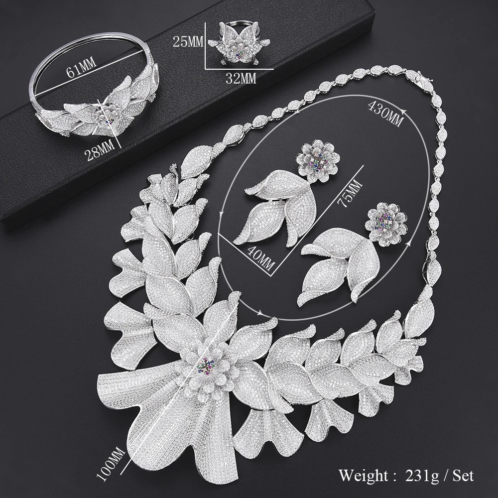 

GODKI Super Big Luxury 4PCS Flowers African Jewelry SetS For Women Wedding Cubic Zirconia Dubai Bridal SetS 2020 Costum Jewelry