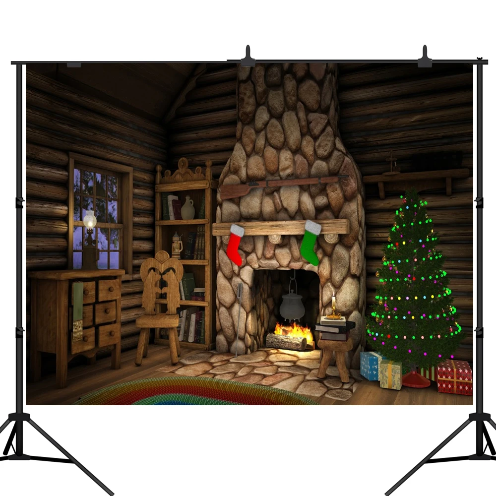 Lyavshi для фотосъемки с изображением рождественской елки камень каминный ковер