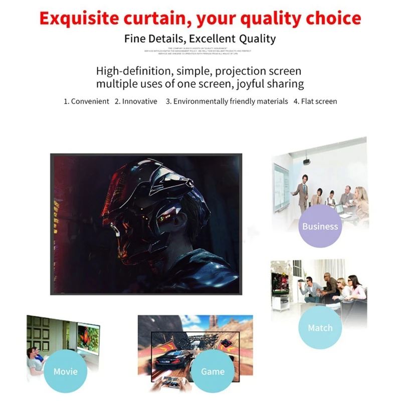 

Projector Screen 60/72/84/100/120" 16:9 Foldable Anti-Crease Portable Projection Movies Screen for Home Theater Outdoor