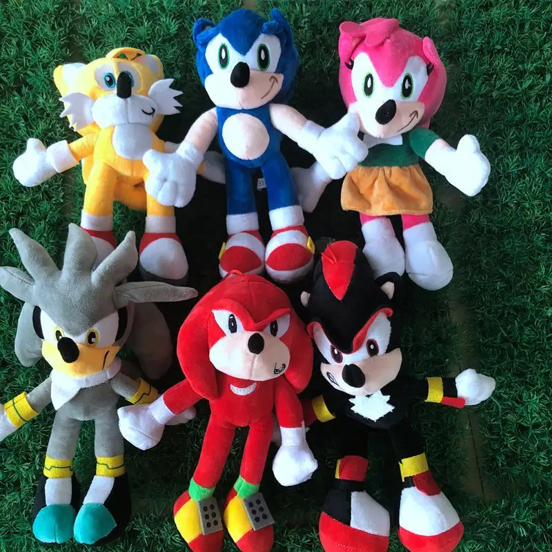Плюшевая игрушка еж персонажи аниме sonic красный синий желтый черный мягкая
