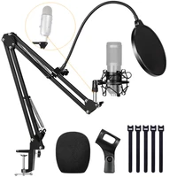 microphone stand with metal shock mount for bm 800 adjustable desktop mic pop filter stand boom arm for blue yeti