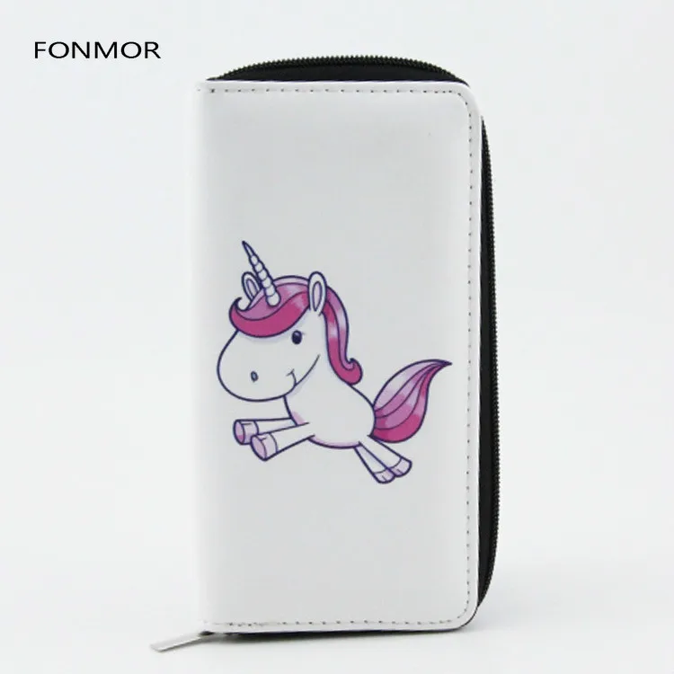 Роскошный дизайн Женский Длинный кошелек мультяшный единорог с принтом на