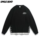 Мужская толстовка с круглым вырезом, 2021 Лоскутная Толстовка, Мужская толстовка из 100% хлопка, Японская уличная одежда с капюшоном