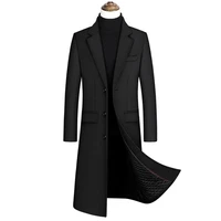 2021 new extra long wool trench coat male winter brand mens cashmere coat slim fit woolen peacoat windbreaker manteau homme 4xl