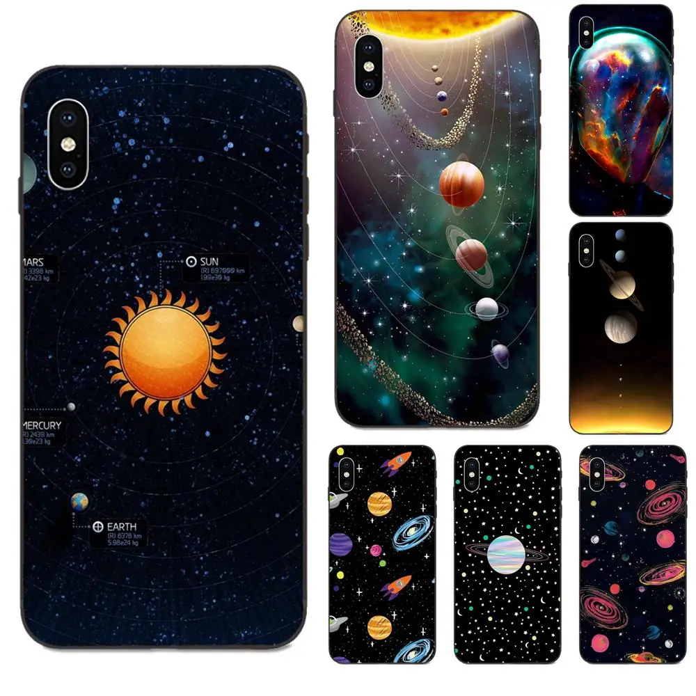 Глянцевая солнечная система Space Planet Stars черная для Xiaomi Redmi Note 3 3S 4 4A 4X 5 5A 6 6A 7 7A K20 Plus