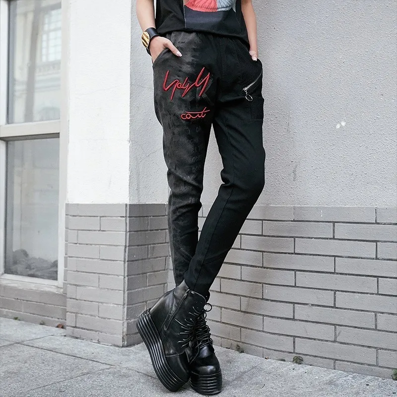 Индивидуальные Женские градиентные цветные брюки-карандаш с вышитыми буквами