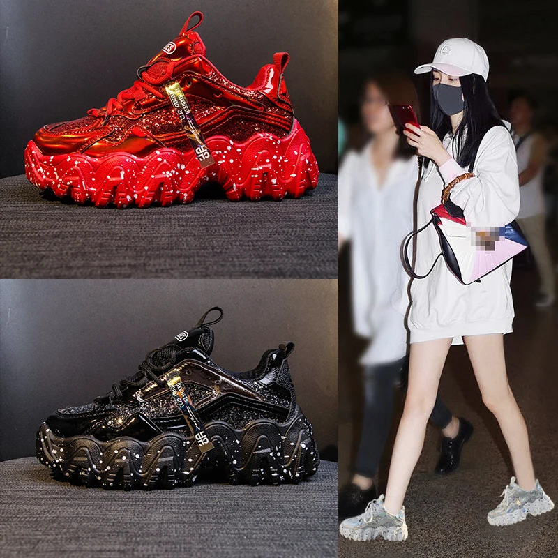 

Women Shoes New Arrival Chunky Sneakers Fashion Casual Vulcanize Shoes Flat Platform Height Increase Footwear Femme Krasovki