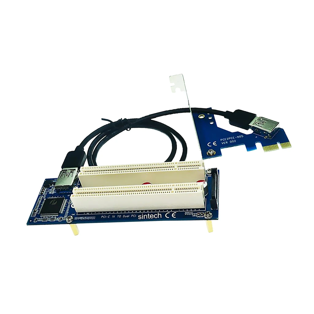 PCI-E Express X1 к двойной PCI Riser удлинительная карта адаптера с кабелем USB 3,0