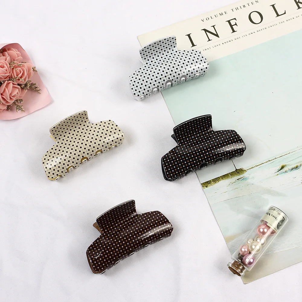 

2021 NEW women Hair Claw dot Grab Hair Jaw Clip Grip Barrettes Korean Style Hairpin Acetate Acrylic Styling Accessories