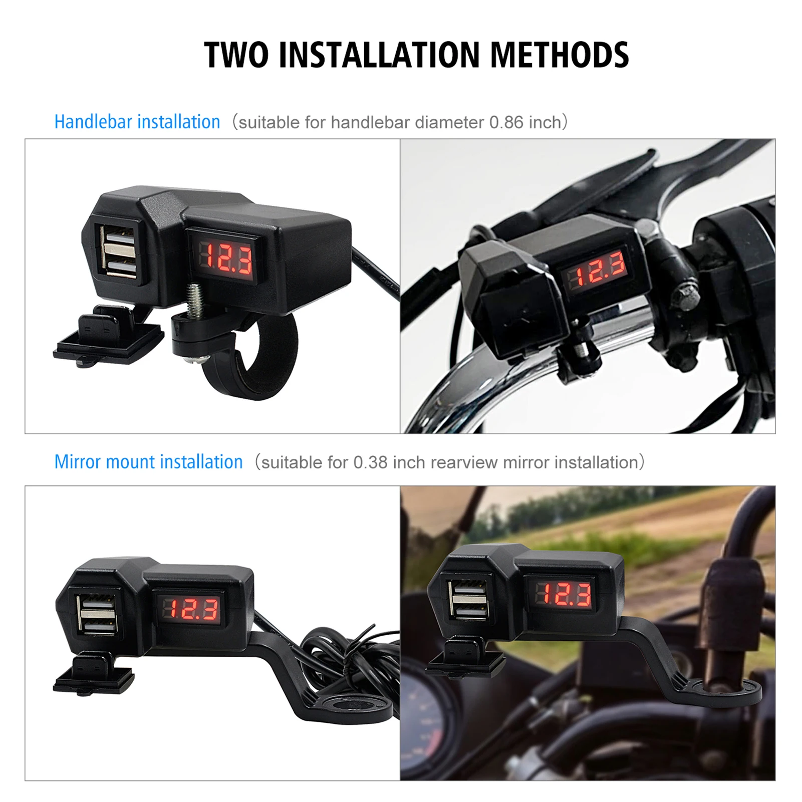 

24V Car Motorcycle Motorbike Bike Waterproof Cigarettes Lighter USB Power Charging Port Smartphones Charger Car Supplies