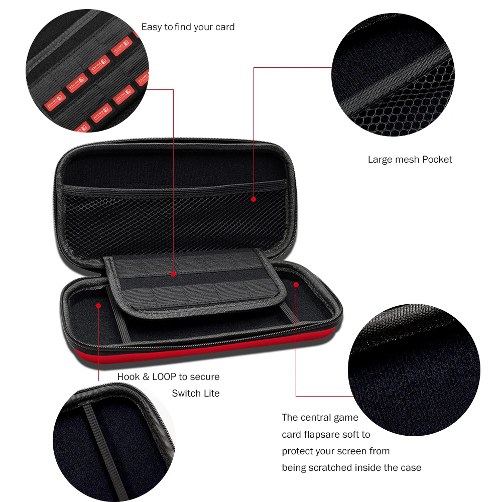 Тонкий ударопрочный Дорожный Чехол Nintendo Switch Lite из нейлоновой ткани + Эва плюшевая