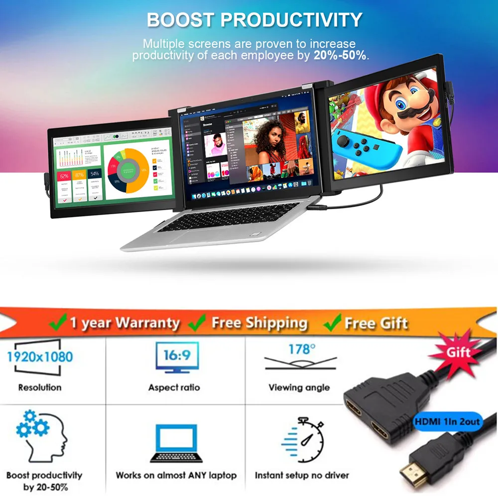 Eyoyo портативный монитор 13 3 дюймов USB C компьютер HD дисплей Full 1920x1080p IPS экран