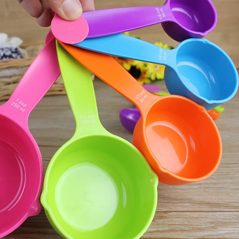 5pcs/set Measuring Spoons Color Plastic Sugar Coffee Tea Spoon Cake Baking Flour Cups Home Daily Kitchen Cooking Tools | Дом и сад