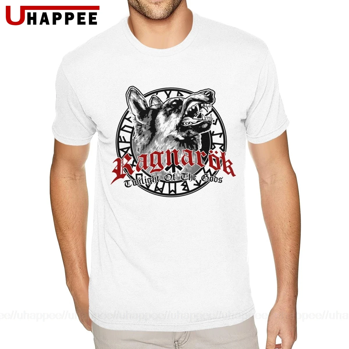 Мужская белая рубашка с коротким рукавом и круглым вырезом|Мужские футболки| |