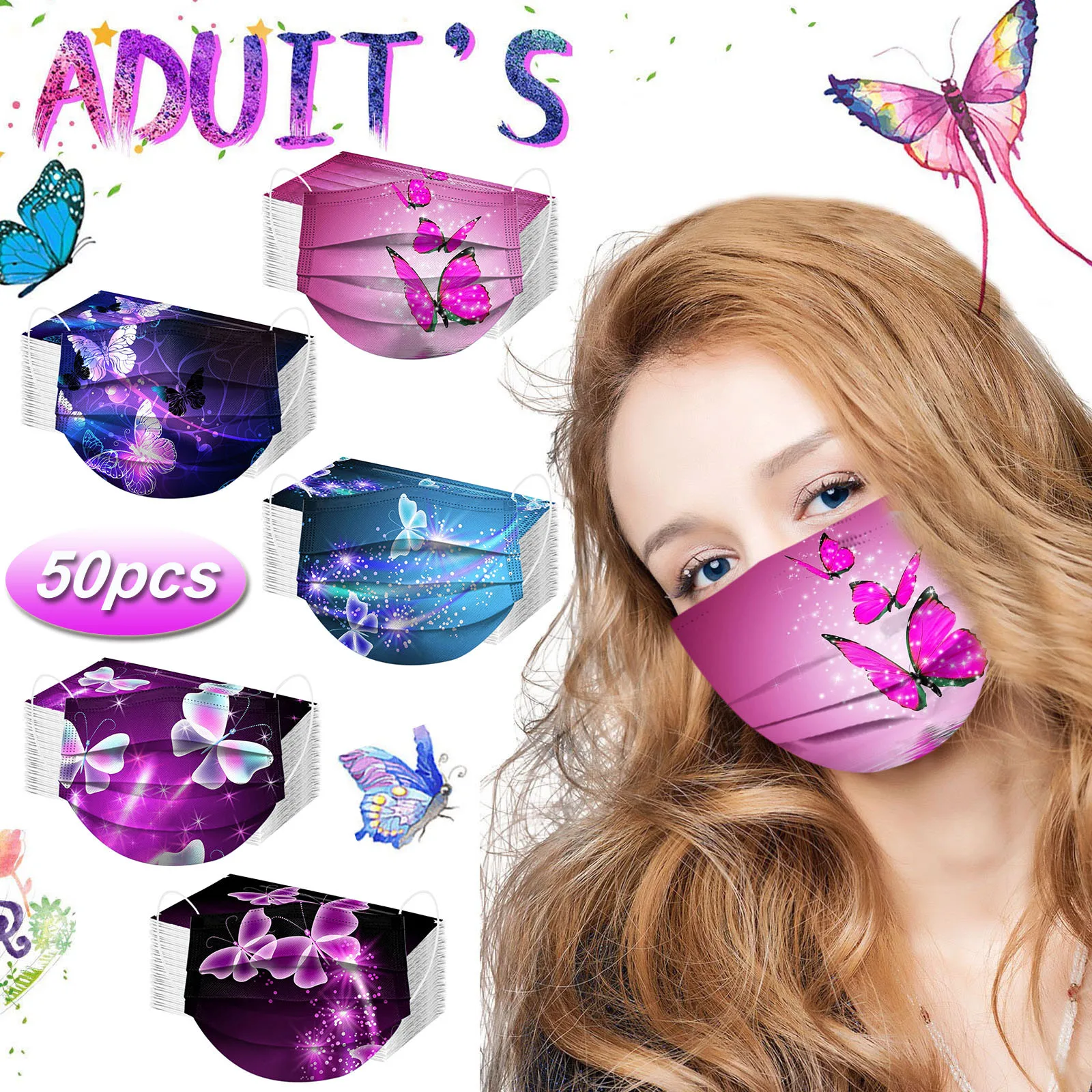 50 шт. взрослых бабочка маски одноразовая маска для лица Защитная нетканый