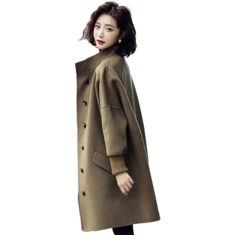 

SHZQ женское новое осеннее пальто, двустороннее кашемировое теплое шерстяное пальто из хлопка, яркое Женское пальто