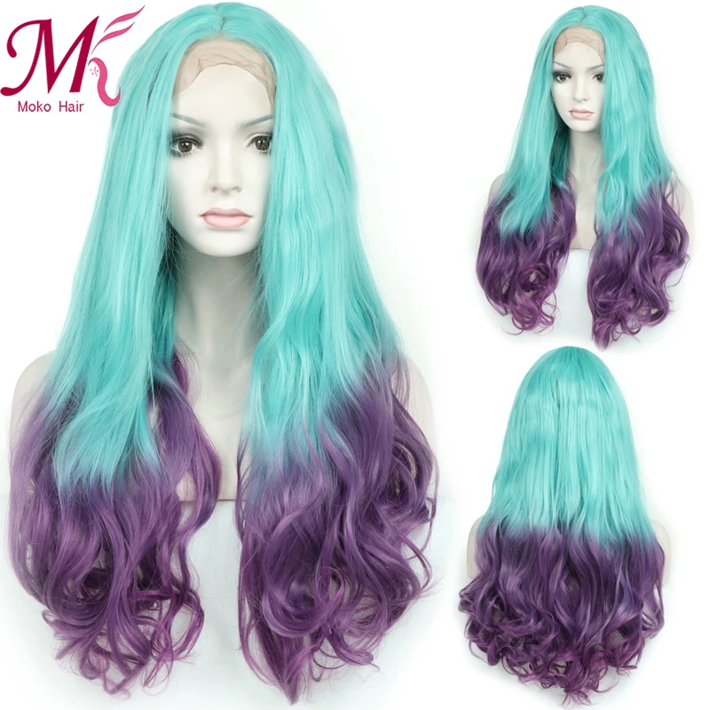 Moko Ombre серый цвет Предварительно выщипанные кружевные Передние синтетические