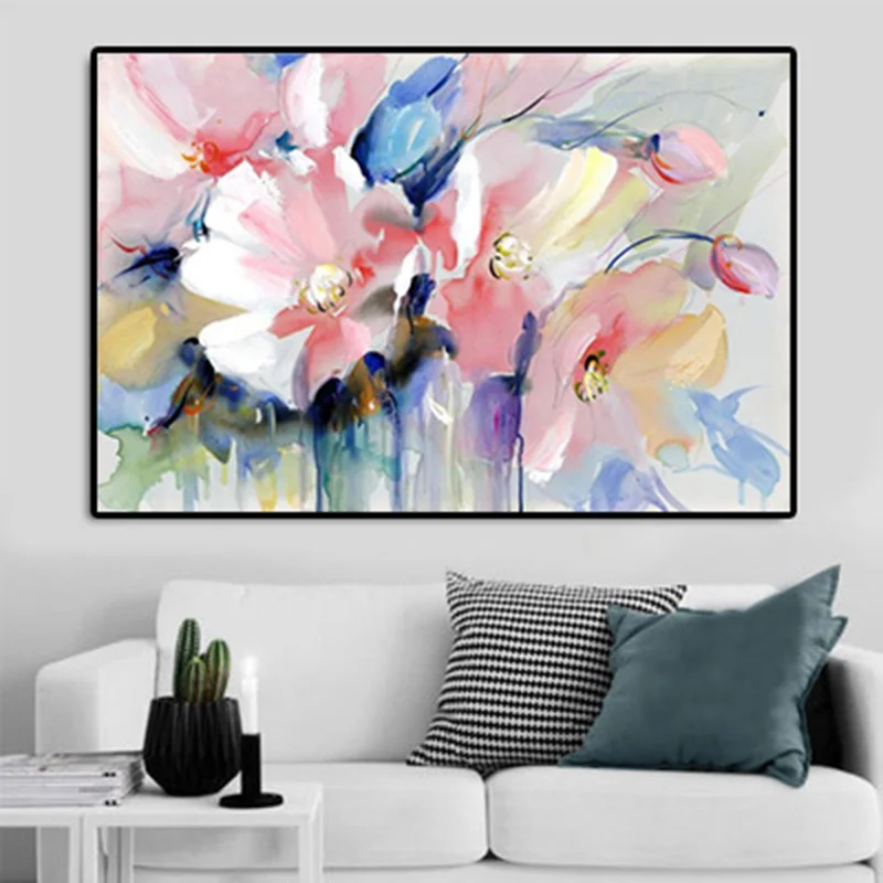 

Watercolor Flower Minimalist Alpine Oil Art Painting on Canvas Posters Print Wall Art Pictures for Living Room Decor