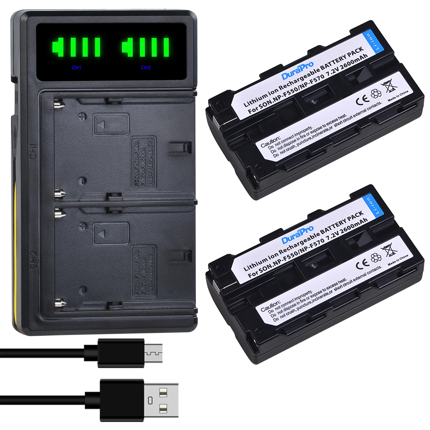 

2PC 2600mAH NP-F550 NP-F570 NP F550 Camera Battery + LCD USB Charger for Sony NP-F330 NP-F530 NP-F570 NP-F730 NP-F750 CCD-RV100