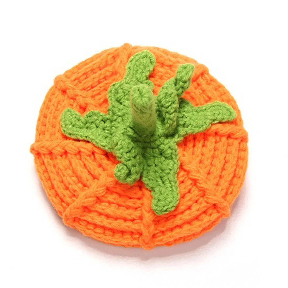 2020 Baby hat Newborn Cute Pumpkin Cap Knit Hat Halloween Costume Photography Prop Autumn Children's Hats knitting Caps | Детская