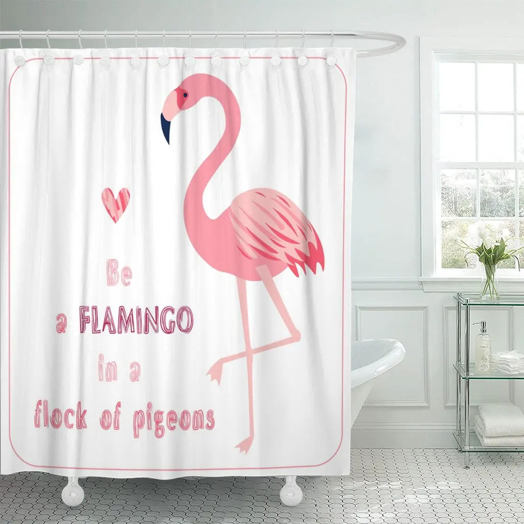 

Занавеска для душа с ярким фламинго и надписью «Be», водонепроницаемый тканевый комплект с крючками, 60 х72 дюйма