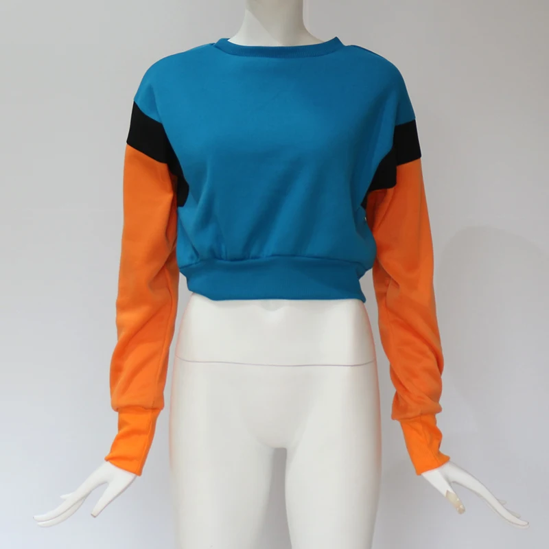 Осень 2019 Модные Цветные свитшоты в стиле пэчворк Женская толстовка с длинным