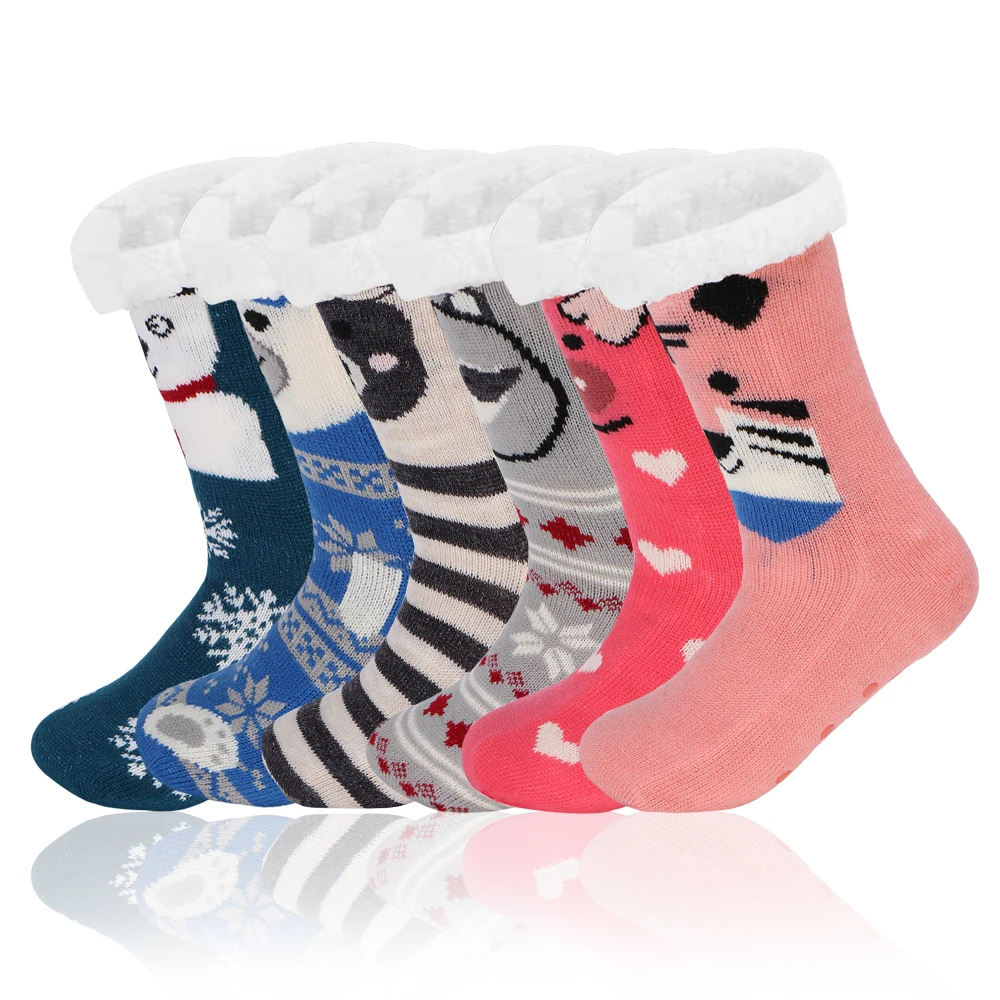 

Women's Slippers Sock Warm Plush Bedroom Silicone Non-slip Soft Comfy Floor Designer Fuzzy Sock Women Pig Bear Female Sock