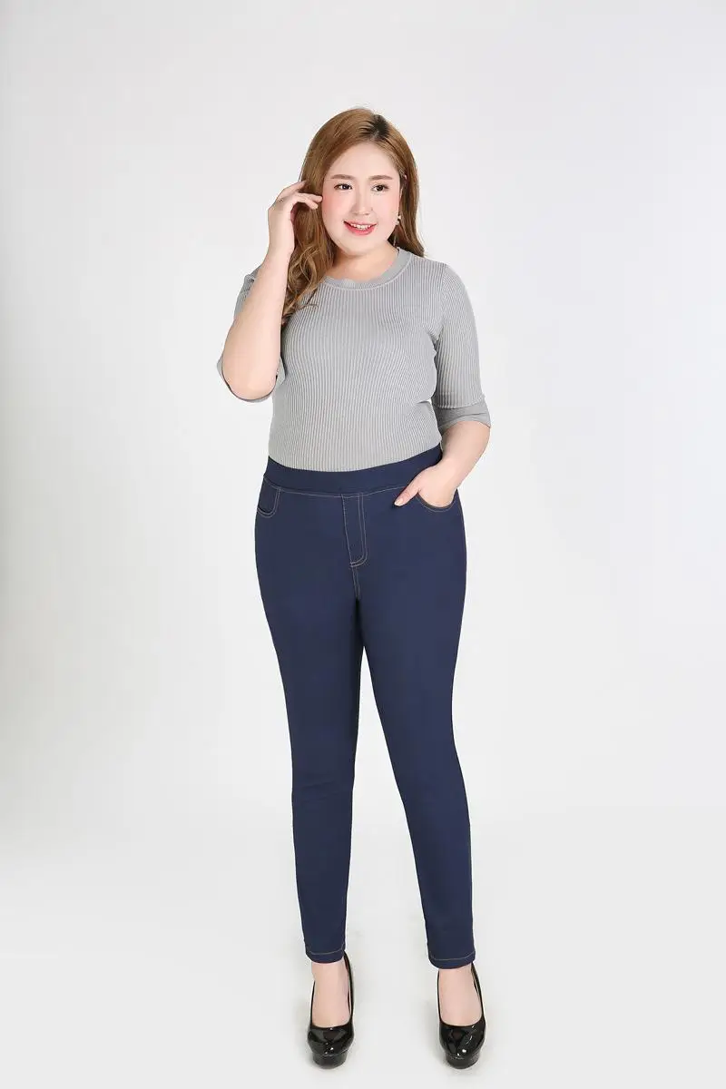 2XL-9XL, джинсы большого размера, осень размера плюс, Стрейчевые женские джинсовые штаны с высокой талией, женские 6XL 7XL, большой размер, узкие джинсовые брюки