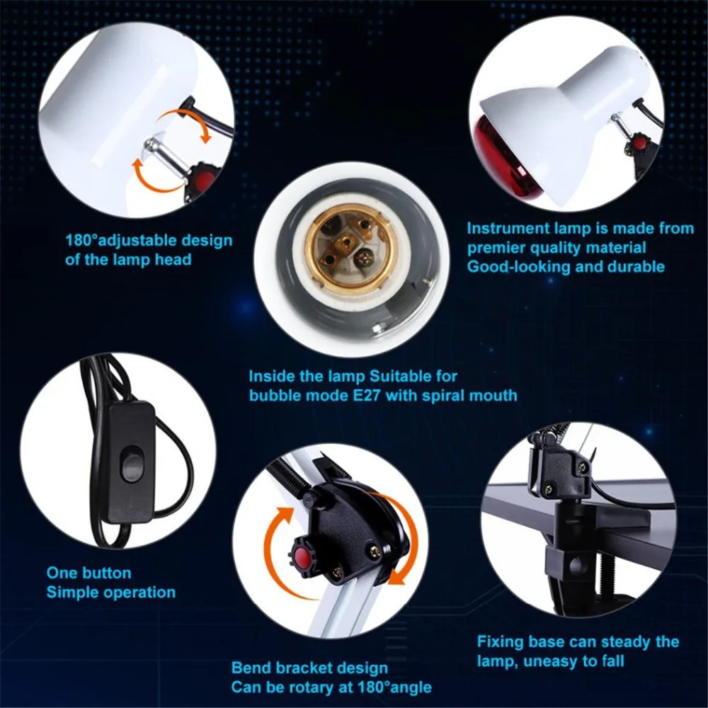 220 В 100 Вт Инфракрасная тепловая лампа терапевтический нагревательный светильник