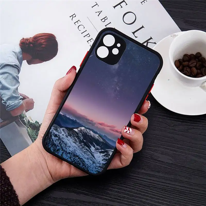 

Starry universe art shooting Phone Cases Matte Transparent for iPhone 7 8 11 12 s mini pro X XS XR MAX Plus cover funda