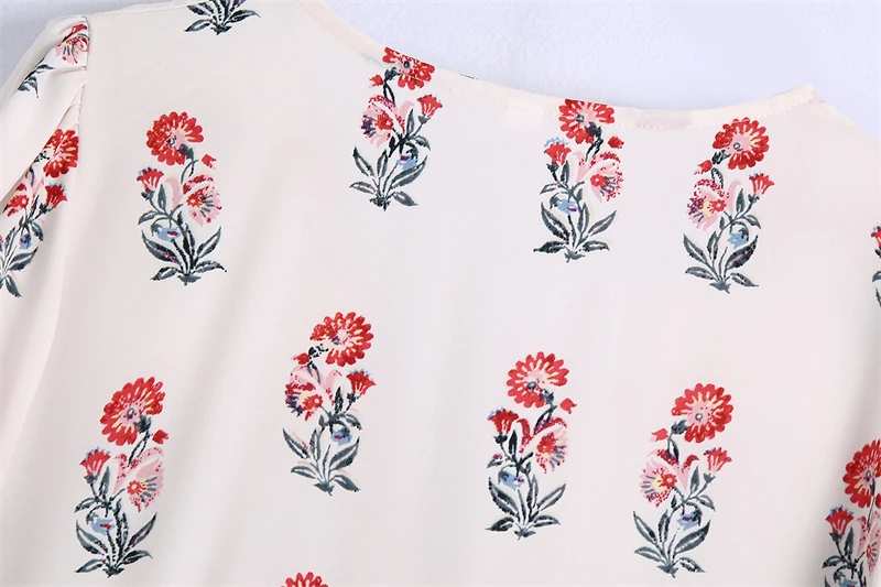 

Splend Moda 2021 Summer Prairie Chic V-Neck Floral Print Layered Stitching Long-Sleeve Dress For Women Button Pullover Vestido