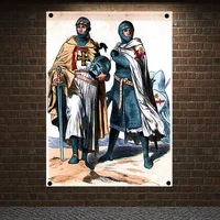 ombre in the middle ages posters vintage crusader banners flags canvas painting wall hanging home decoration wall art mural