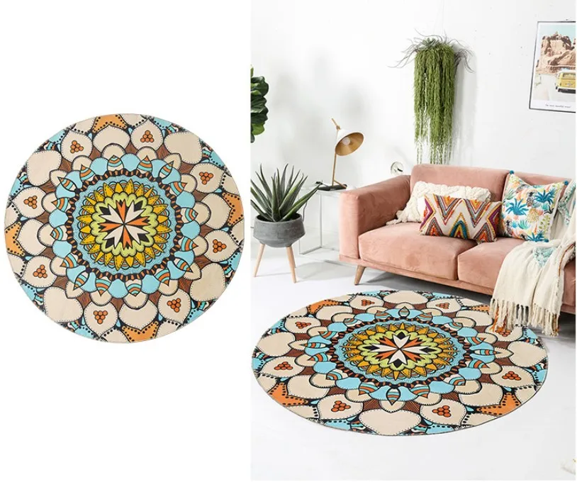 Этнический Boho напольный коврик для гардеробной и ковры коврик для йоги с мандалой Хиппи Мандала нескользящий круглый ковер для гостиной