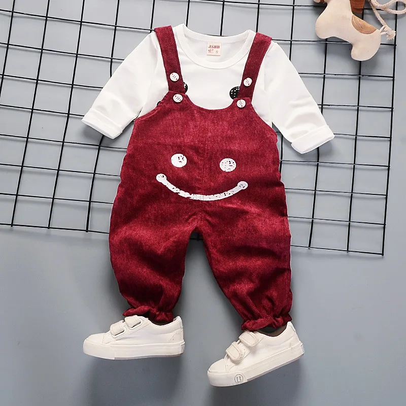Autumn And Winter New Baby Kids Girls Sets Solid Color T-Shirt + Bib Pants Bodysuit Toddler Suit Clothes Outfit Top | Детская одежда и