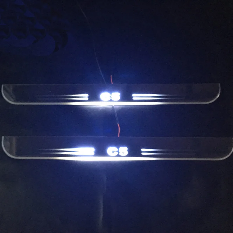 

Upgraded LED Door Sill Plate Moving Light Pathway Light Acrylic Welcome Pedal Car Scuff For Citroen C5 2015 2016 2017 2018