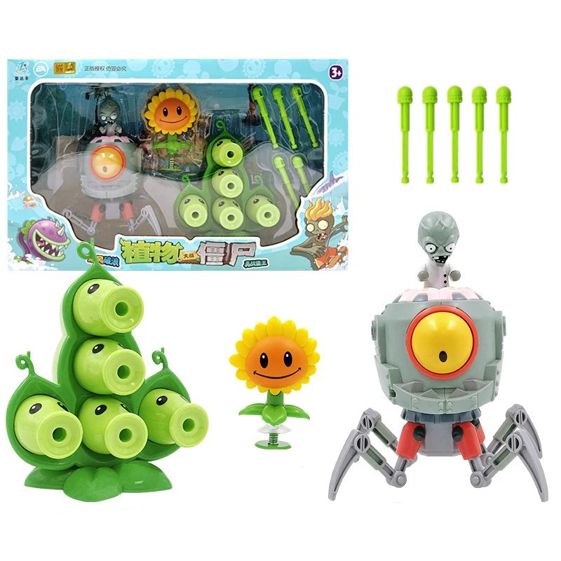 

3pcs/lot Plants vs Zombies Action Figure Toys PVZ Zombies SunFlower Split Pea Ejection Shooting Game Toy Gift for Kids No Box