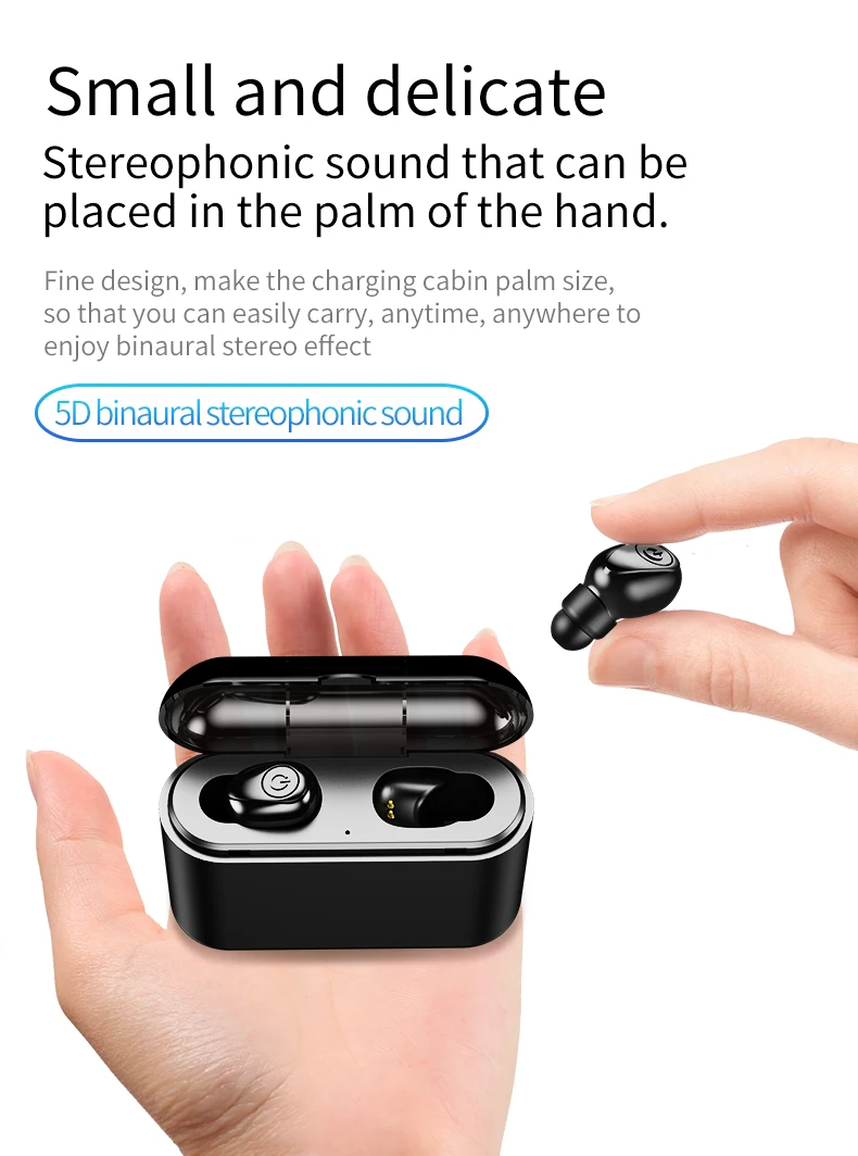 Amorno Bluetooth настоящие беспроводные наушники 5D стерео наушники мини TWS водонепроницаемые наушники без головок 2200 мАч power Bank для телефона